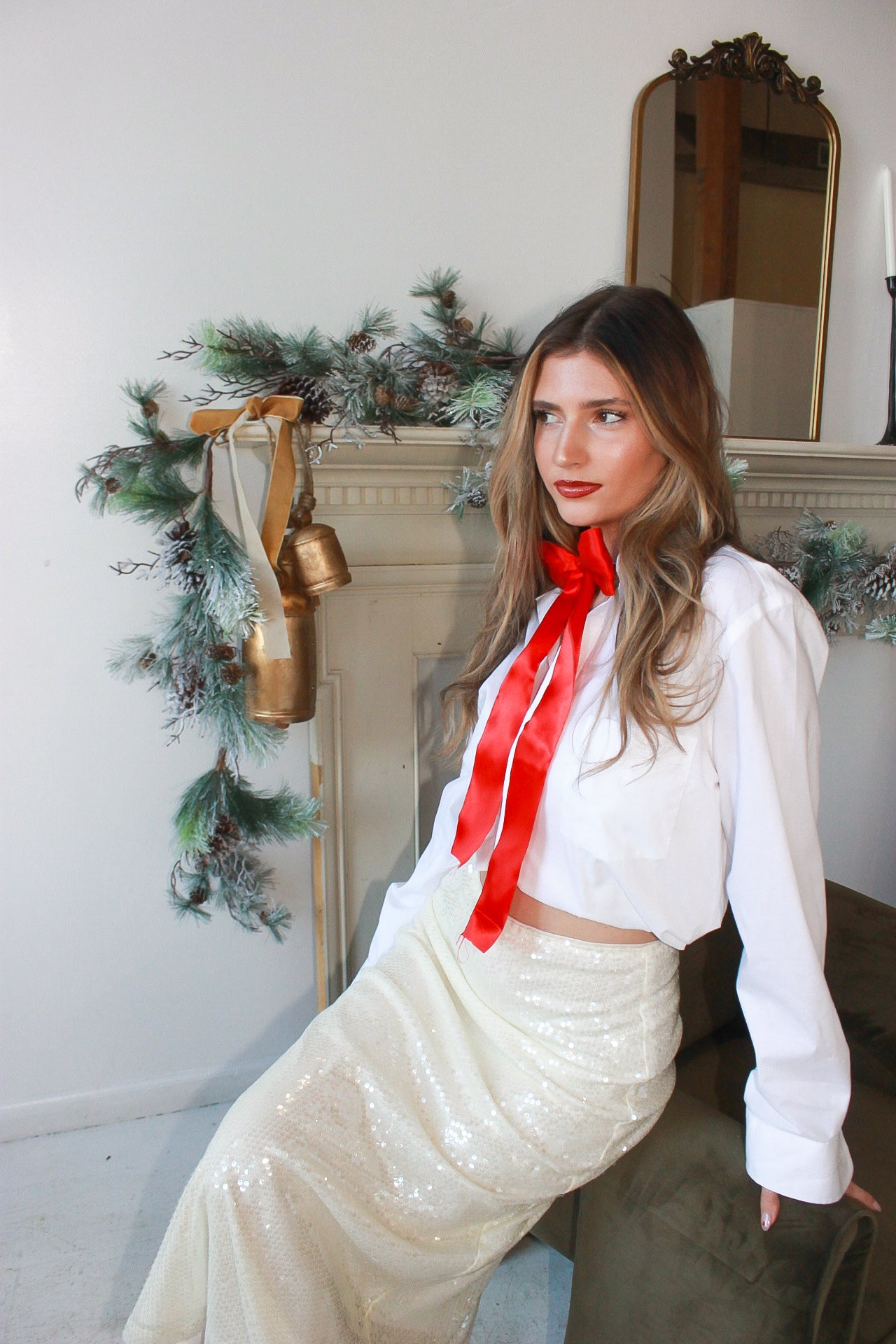 'Pop the Champagne' Sequin Midi Skirt