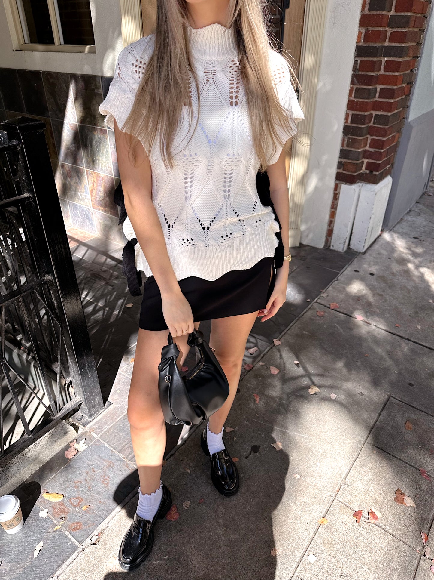 'Manhattan' Mock Neck Contrast Tie Sweater