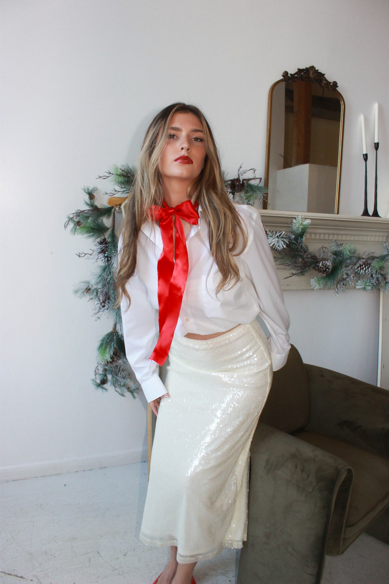 'Pop the Champagne' Sequin Midi Skirt