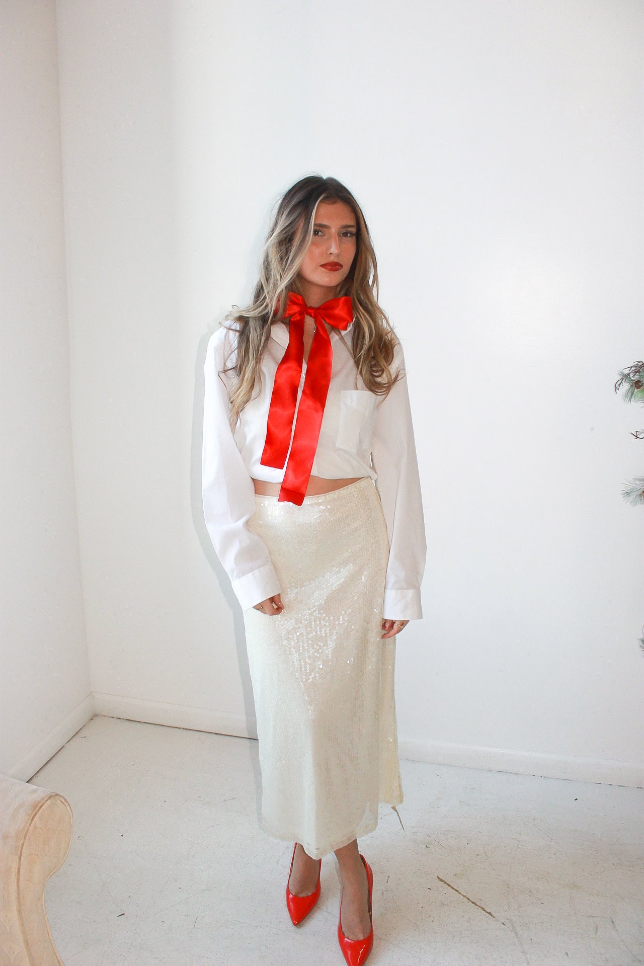 'Pop the Champagne' Sequin Midi Skirt