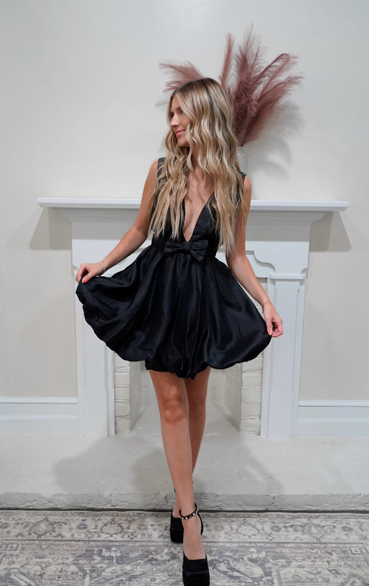 'Girls Night Out' Bow Bubble Hem Mini Dress