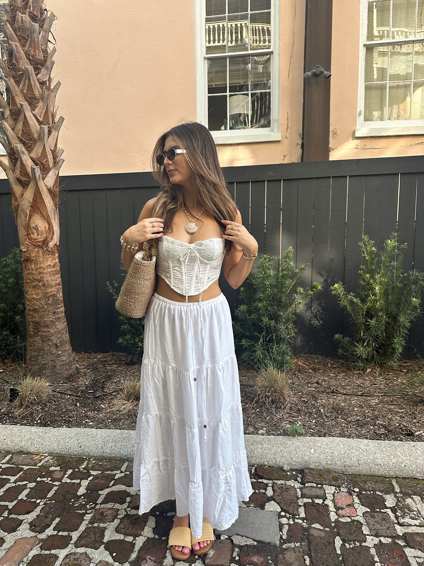 'Florence' Linen Tiered Maxi Skirt