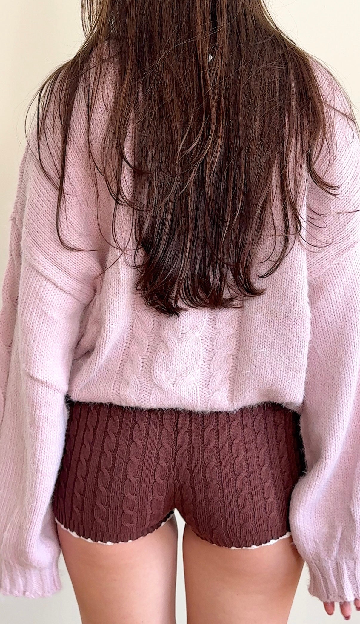 Coffee Break Cable Knit Mini Shorts