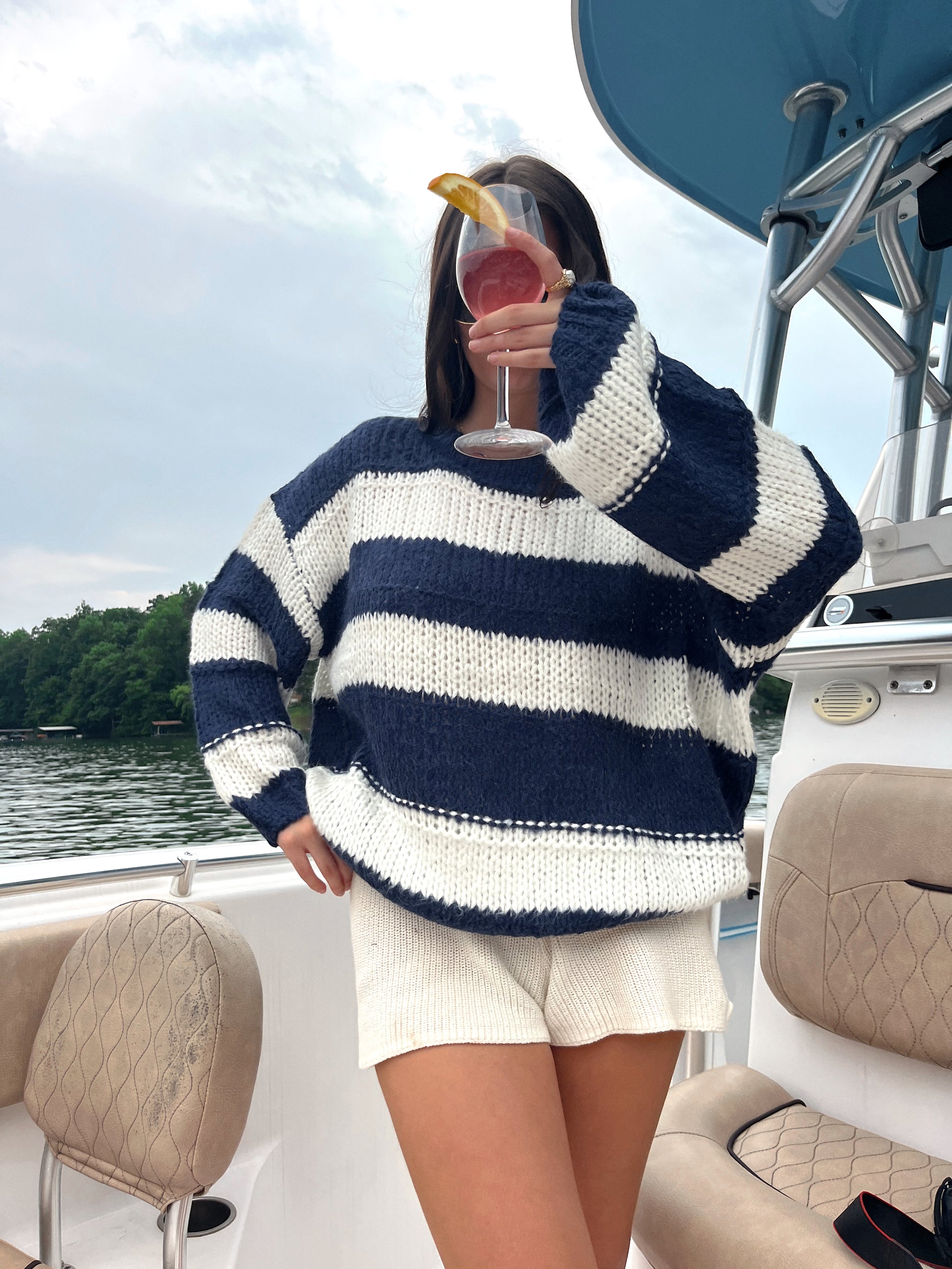 Nantucket Cable Knit Sweater - Navy