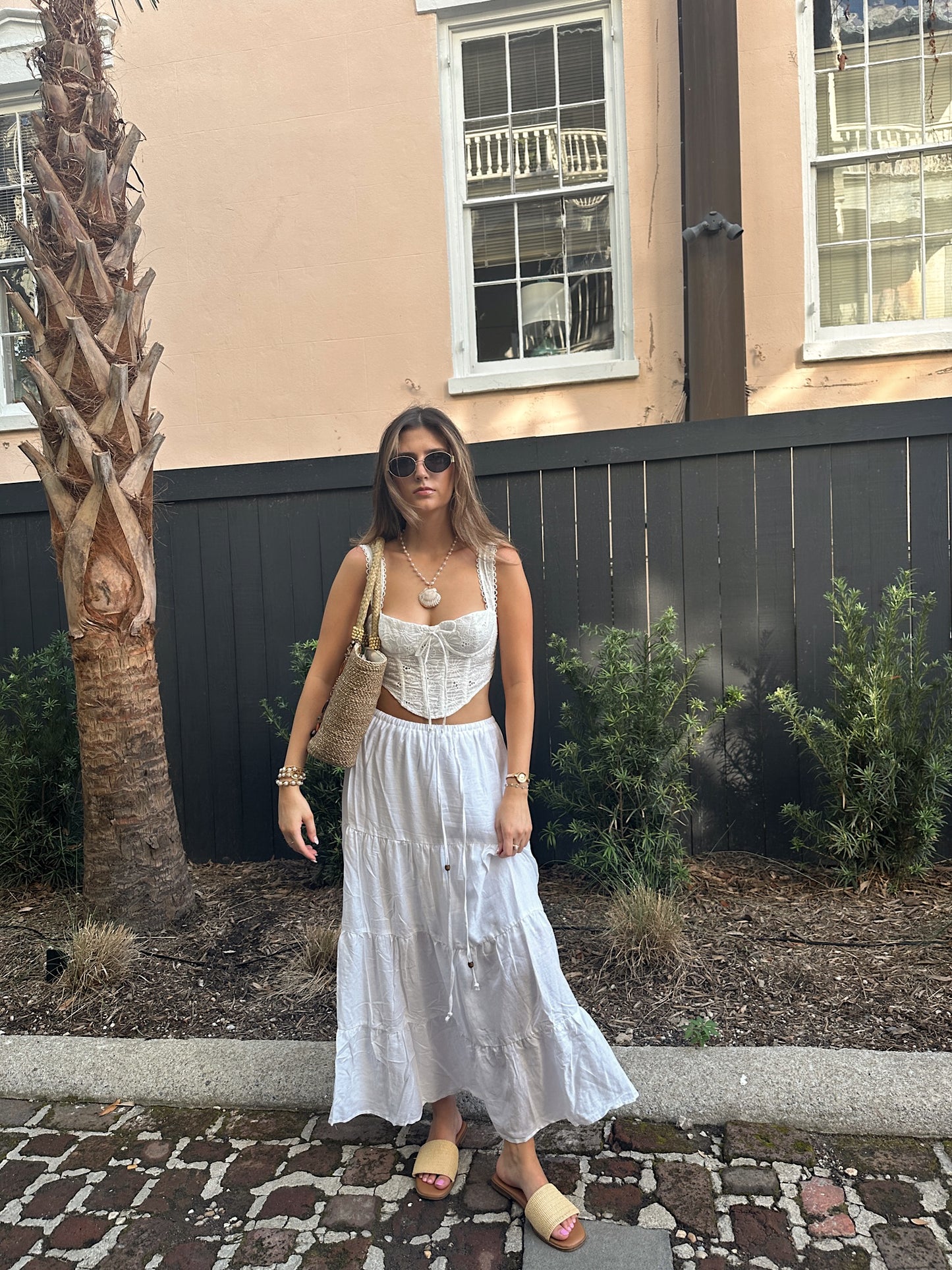 'Florence' Linen Tiered Maxi Skirt