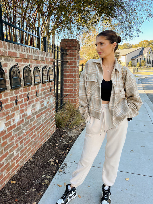 Melrose Plaid Jacket - Taupe